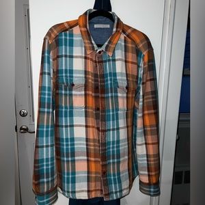 Outerknown Blanket Shirt - Teal Fiesta Plaid size XXL